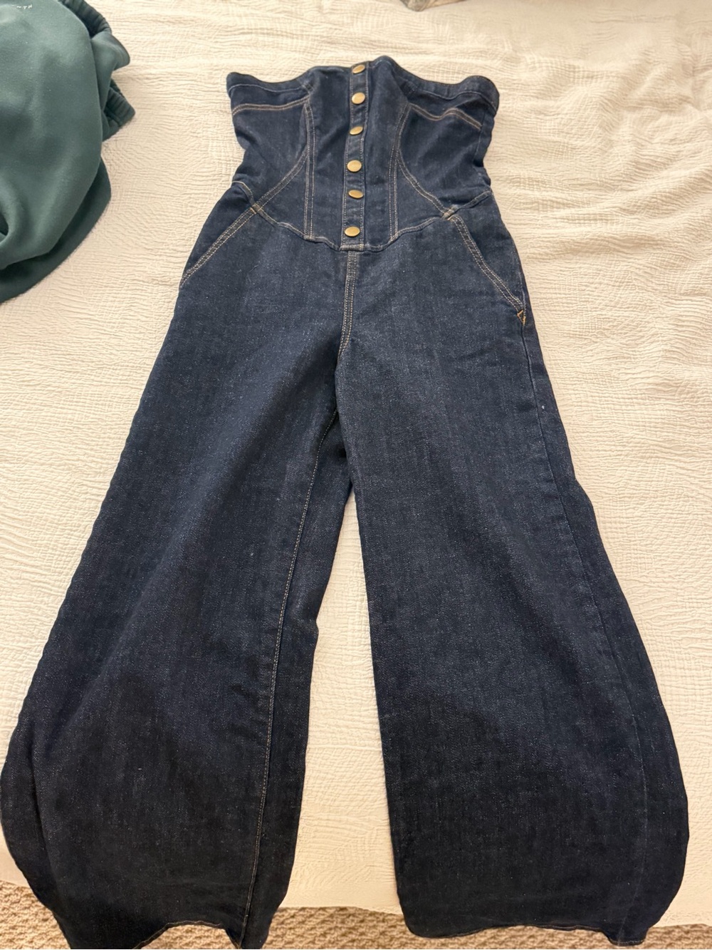 Pilcro Dark Indigo High-Rise Wide-Leg Jeans with Button Front